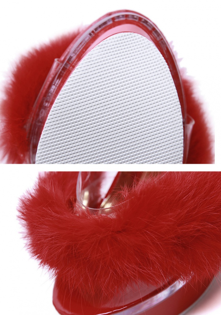 Slipsole antiskid all-match shoes thick rabbit fur platform