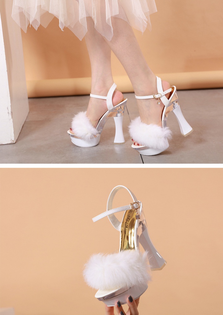Slipsole antiskid all-match shoes thick rabbit fur platform