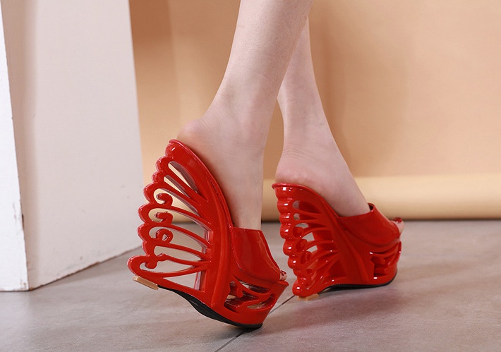 All-match high-heeled slippers summer platform