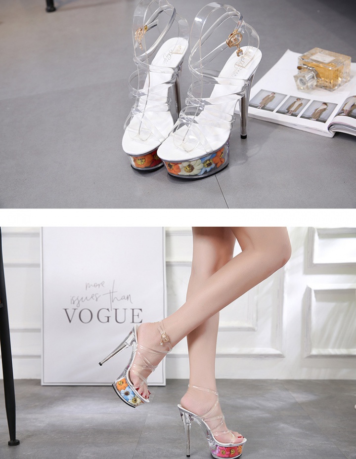 High-heeled fine-root sunflower shoes transparent white sandals