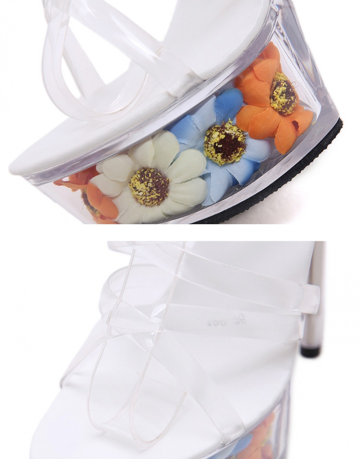 High-heeled fine-root sunflower shoes transparent white sandals
