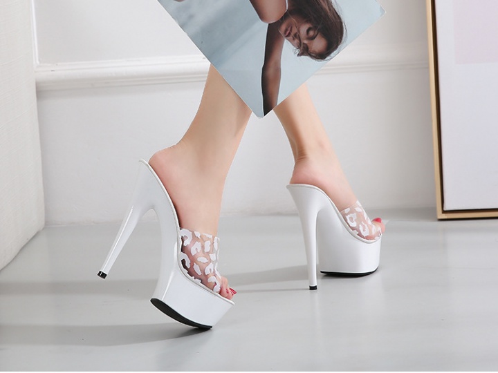High-heeled lady slippers nightclub fish mouth platform