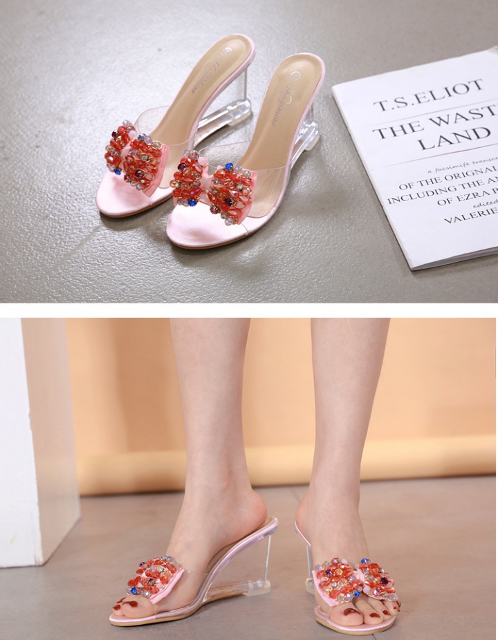 Transparent rhinestone slippers sexy sandals for women