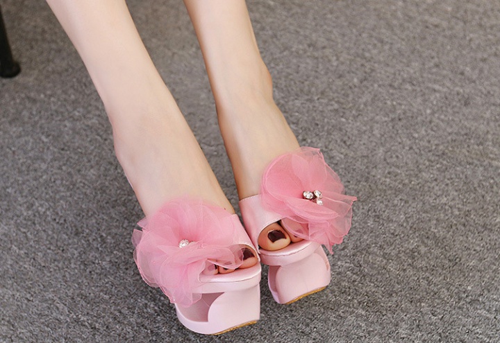 European style satin colors rhinestone slippers