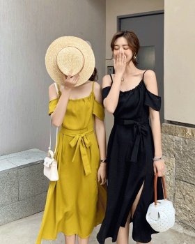 Pure sling split summer halter strapless dress for women
