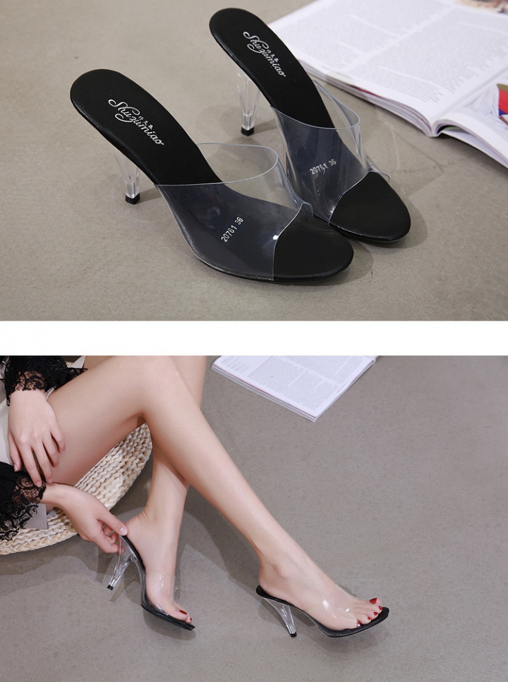 Transparent sexy light board slippers high-heeled sexy shoes