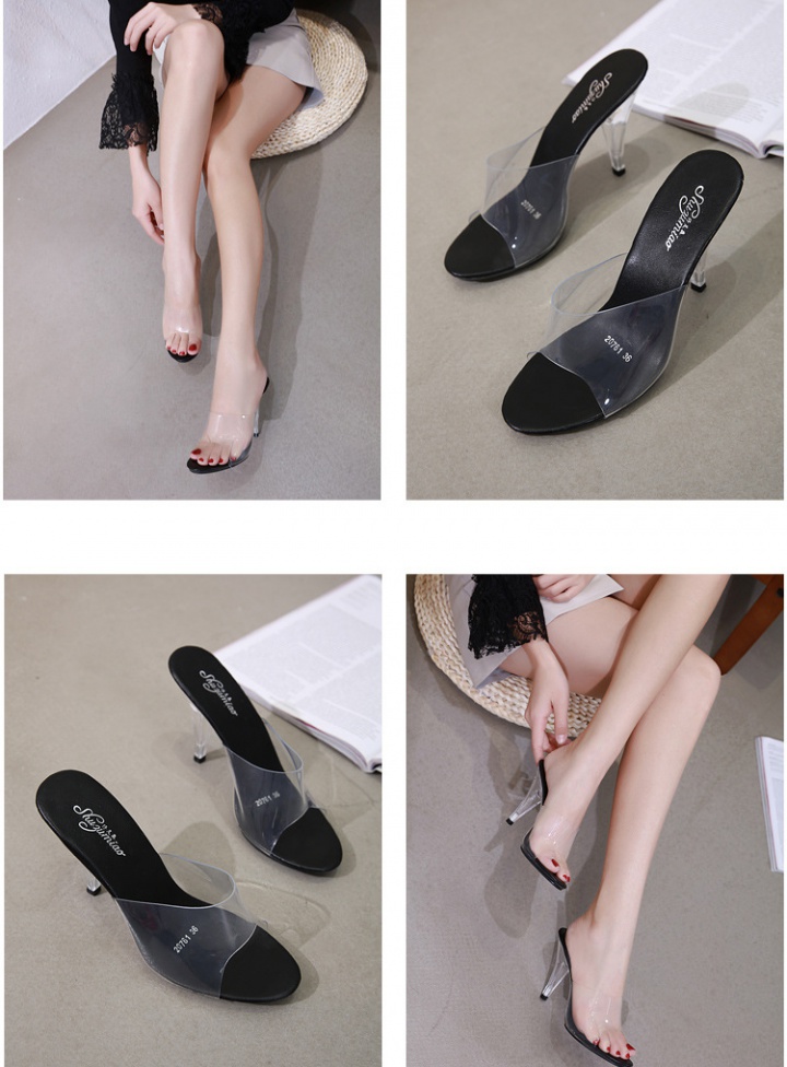 Transparent sexy light board slippers high-heeled sexy shoes