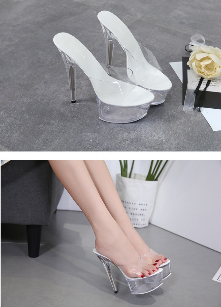 Transparent fine-root shoes sexy banquet platform