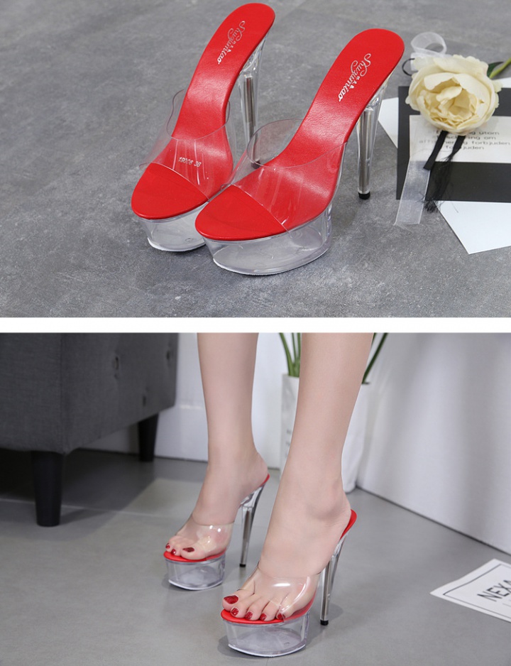 Transparent fine-root shoes sexy banquet platform