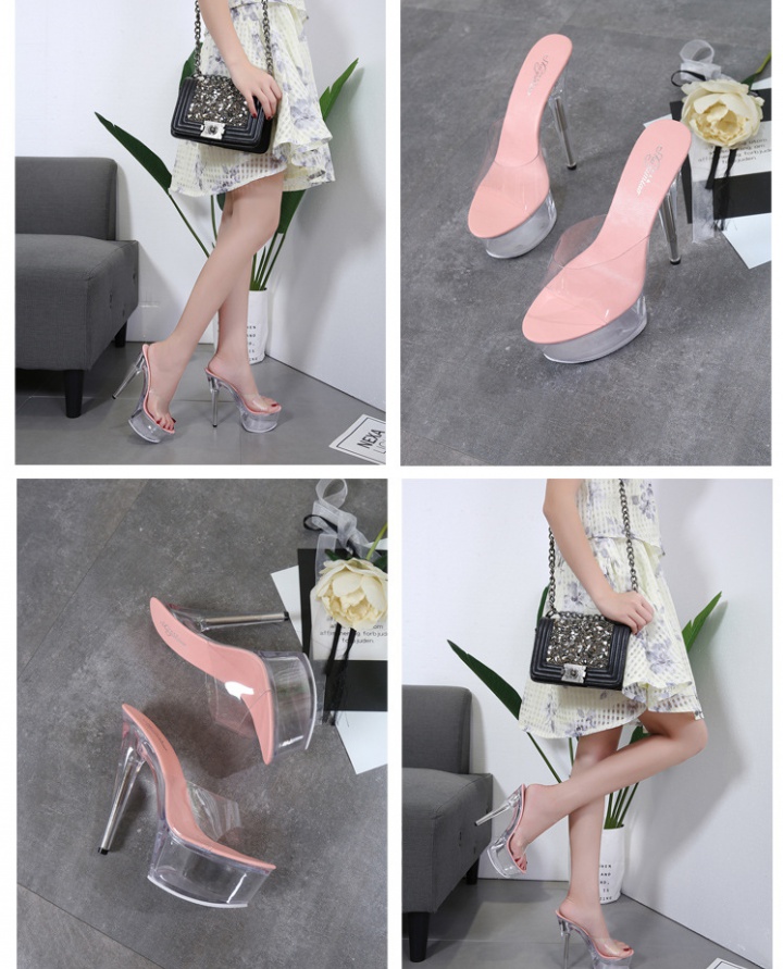 Transparent fine-root shoes sexy banquet platform