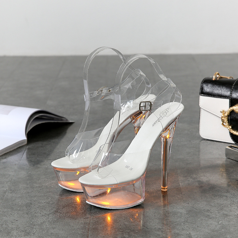 High-heeled sexy sandals crystal transparent shoes
