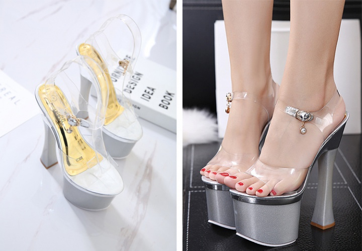 Crystal high-heeled shoes high nightclub platform