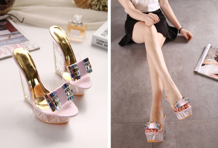 Thick crust crystal slippers summer platform for women