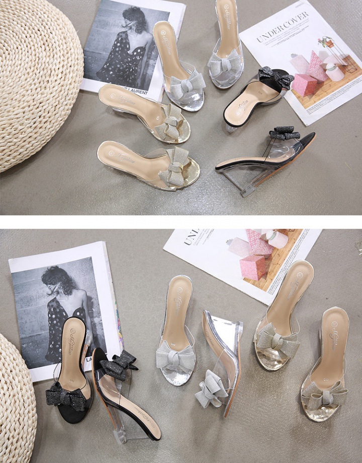 Transparent high-heeled shoes rhinestone sandals for women