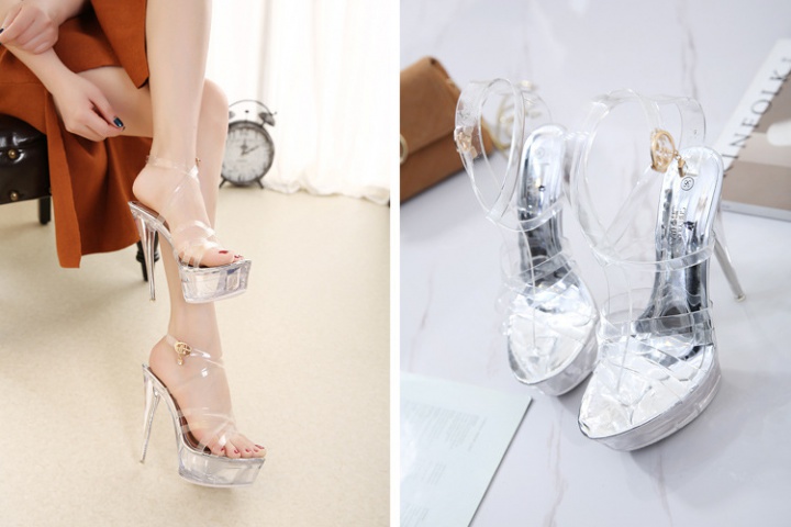 Transparent catwalk platform fine-root crystal slippers