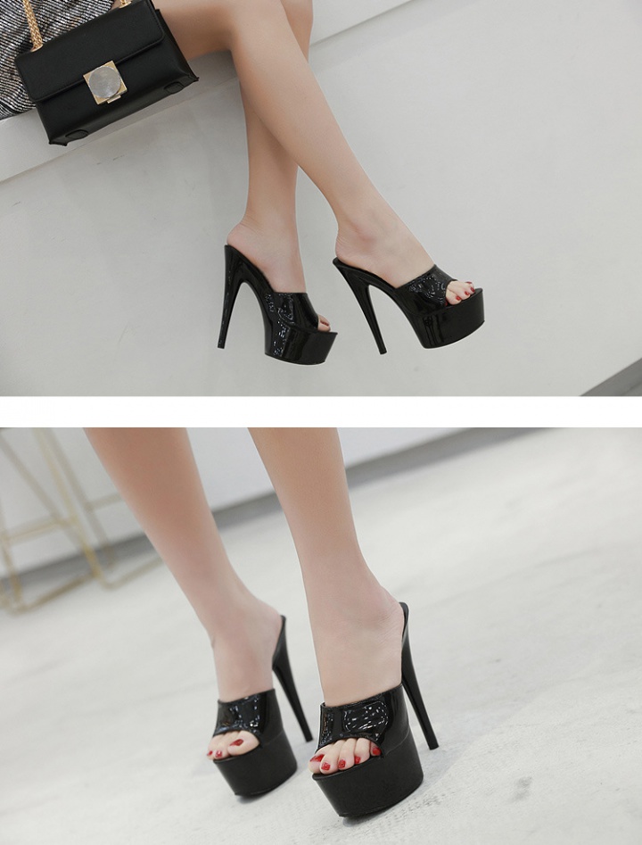 High platform patent leather shoes for women