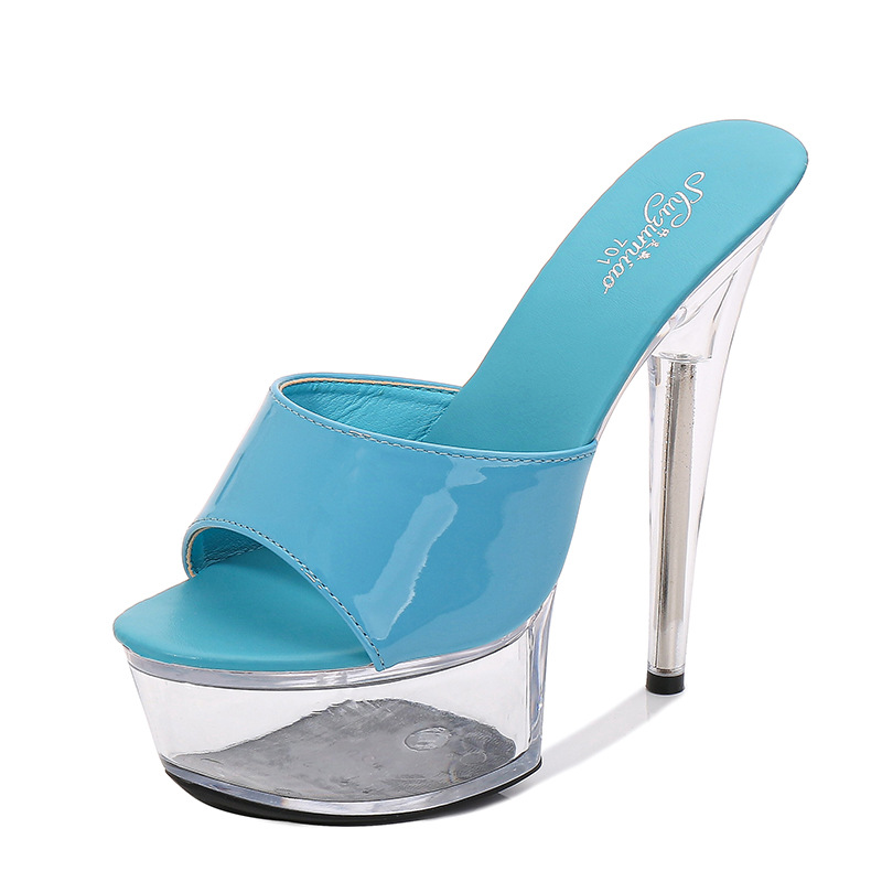 Patent leather slippers summer high-heeled shoes