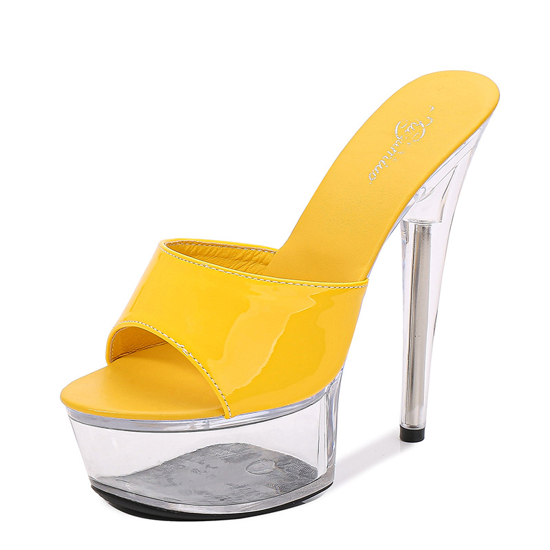 Patent leather slippers summer high-heeled shoes