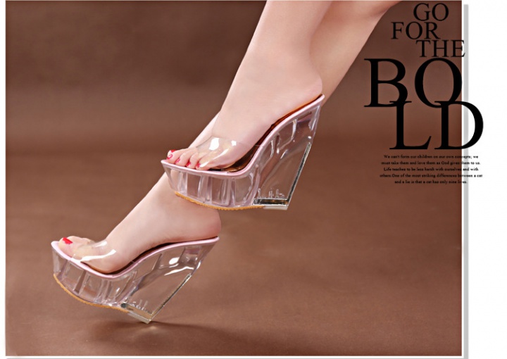 Thick crust platform high transparent slippers for women