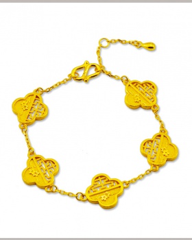Hollow fashion through flowers gold bracelets