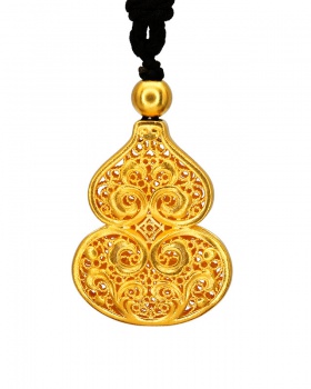 Gold hollow pendant gourd necklace for women