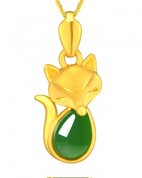 Fox pendant jade inlay necklace