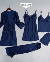 Sling summer pajamas imitation silk sexy nightgown 5pcs set