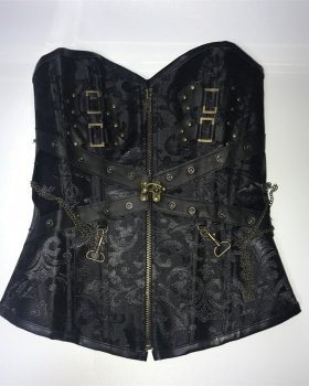 Black court style shapewear front zip breast care waistcoat