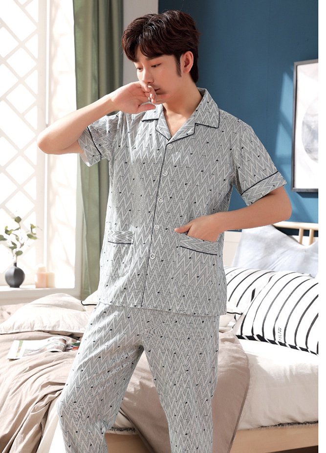Summer short sleeve cardigan cotton pajamas 2pcs set