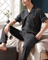 Short sleeve homewear cardigan summer pajamas a set for men
