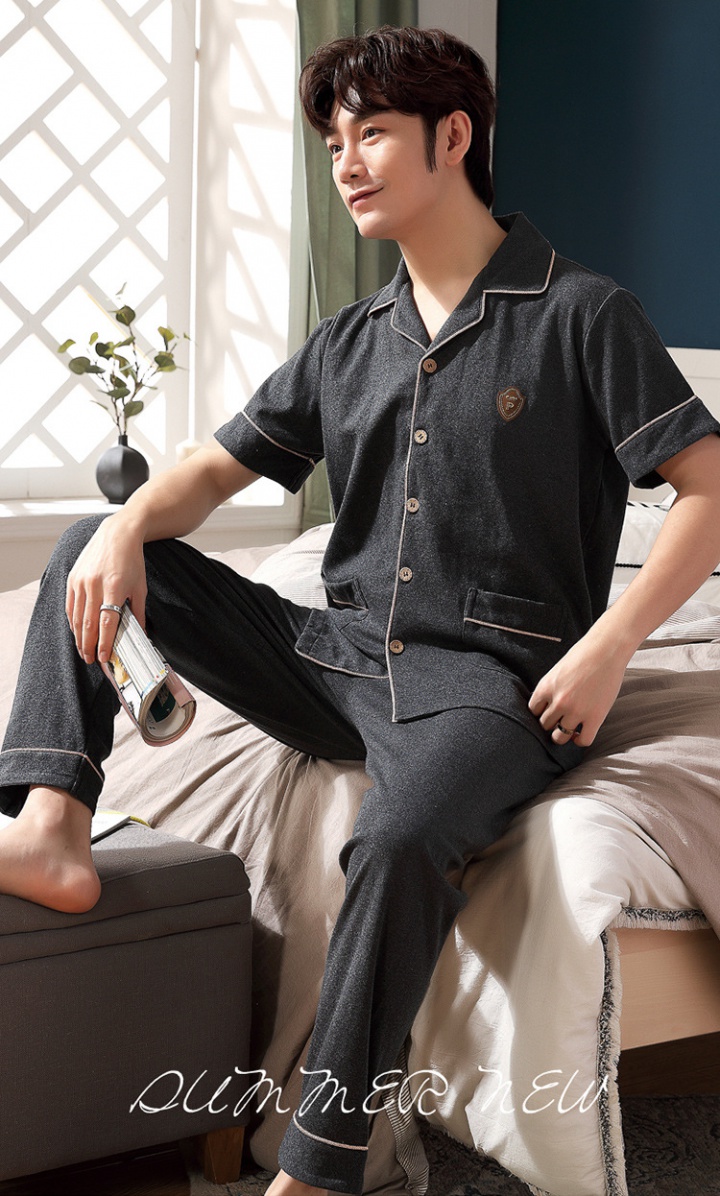 Short sleeve homewear cardigan summer pajamas a set for men