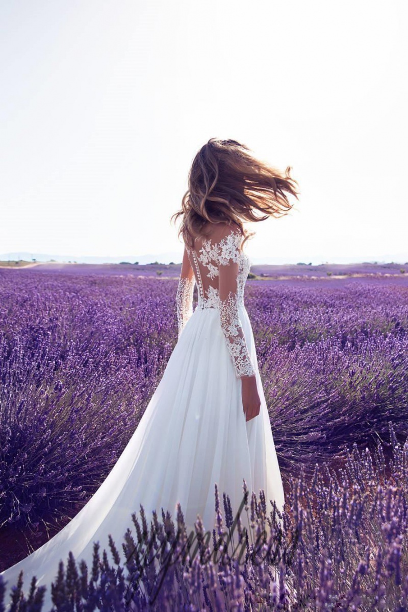 Long sleeve perspective wedding dress split bridesmaid dress