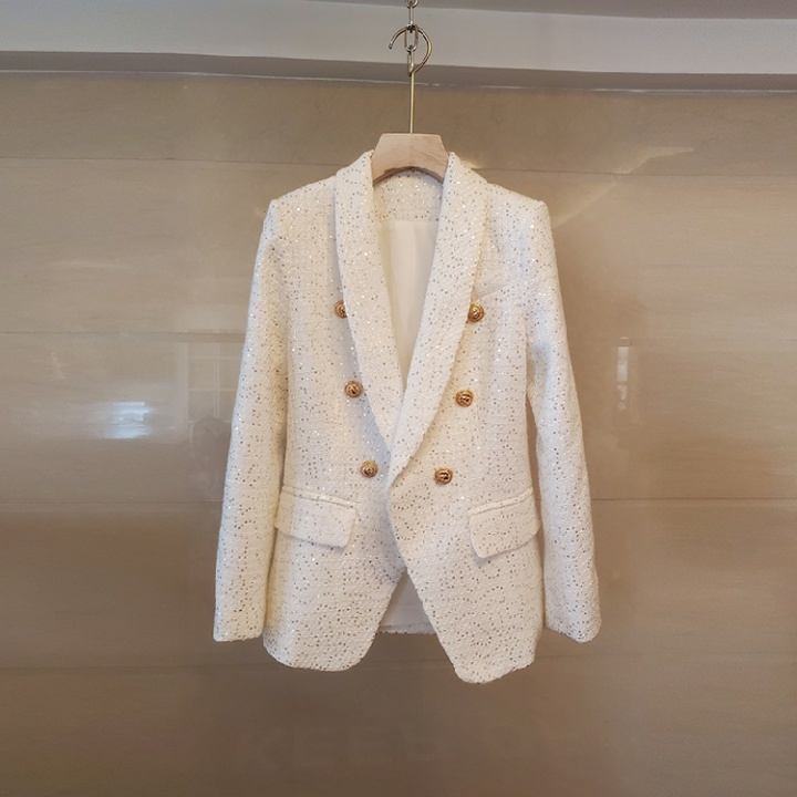 Double-breasted lapel slim business suit retro spring coat
