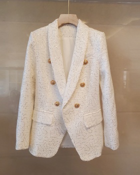 Double-breasted lapel slim business suit retro spring coat