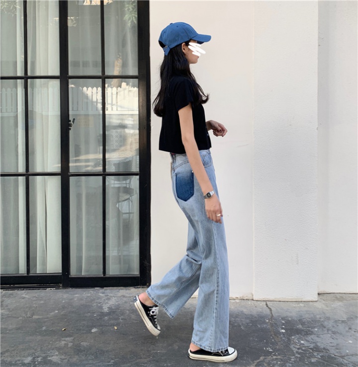 Spring mopping wide leg pants high waist simple jeans