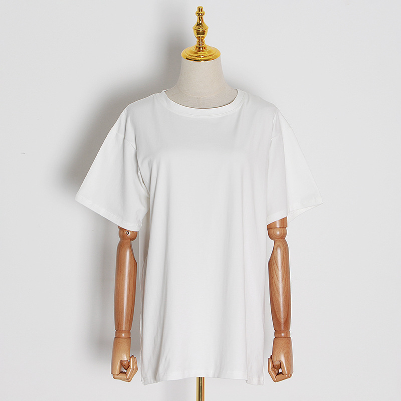 Short sleeve pure long spring and summer loose T-shirt