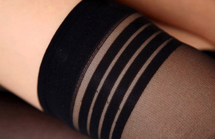 Long tube sexy uniform stripe perspective garter
