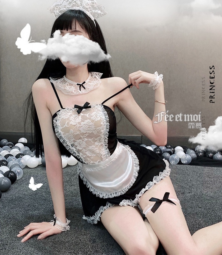 Role-play maid transparent lace Sexy underwear a set