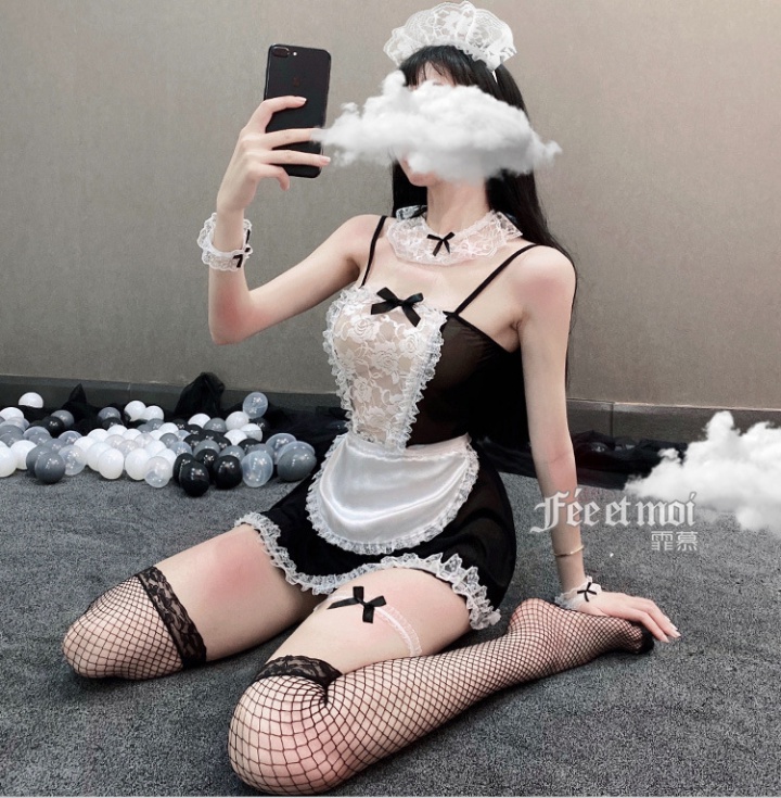 Role-play maid transparent lace Sexy underwear a set