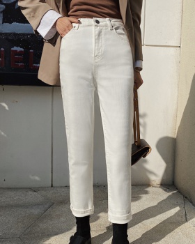 White elasticity spring and summer jeans for women