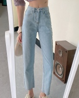 Korean style slim all-match loose high waist jeans for women
