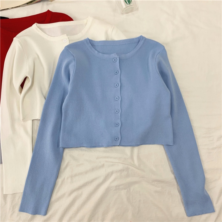 Long sleeve Korean style cardigan slim small short tops