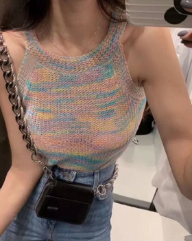 Halter sexy clavicle summer knitted vest for women