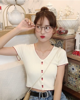 Korean style summer T-shirt slim thin tops for women