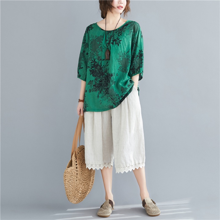 Cotton linen summer T-shirt elegant short sleeve tops