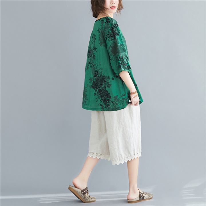 Cotton linen summer T-shirt elegant short sleeve tops
