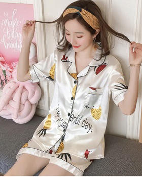 Homewear imitation silk pajamas 2pcs set for women