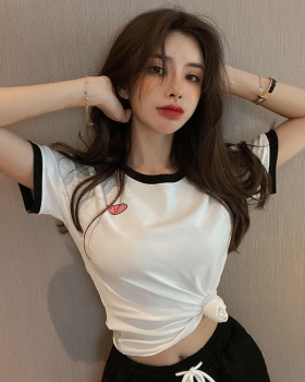 Korean style slim T-shirt summer short tops for women