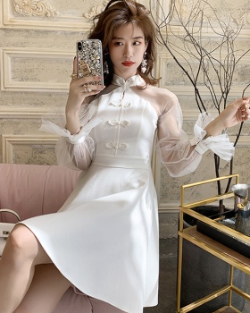 Spring slim cheongsam gauze dress