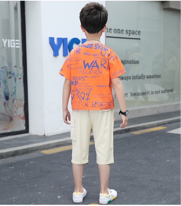 Small child handsome T-shirt short sleeve boy kids 2pcs set